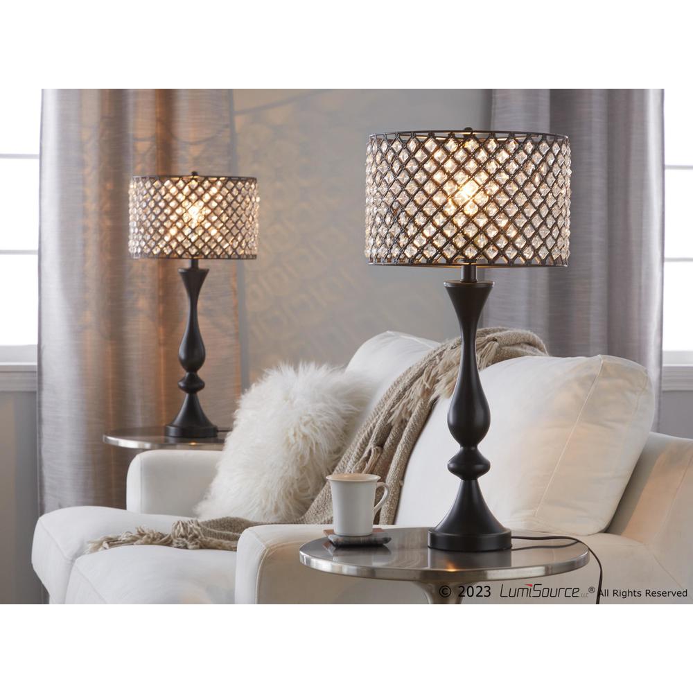 Oil Rubbed Bronze, Clear Crystal Topaz 27" Metal Table Lamp. Picture 7