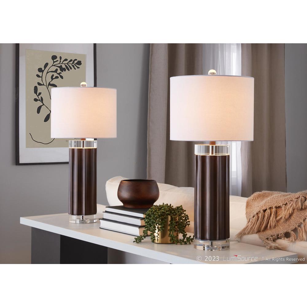 Brown Cylinder Fluted 29.25" Polyresin Table Lamp - Set of 2. Picture 7