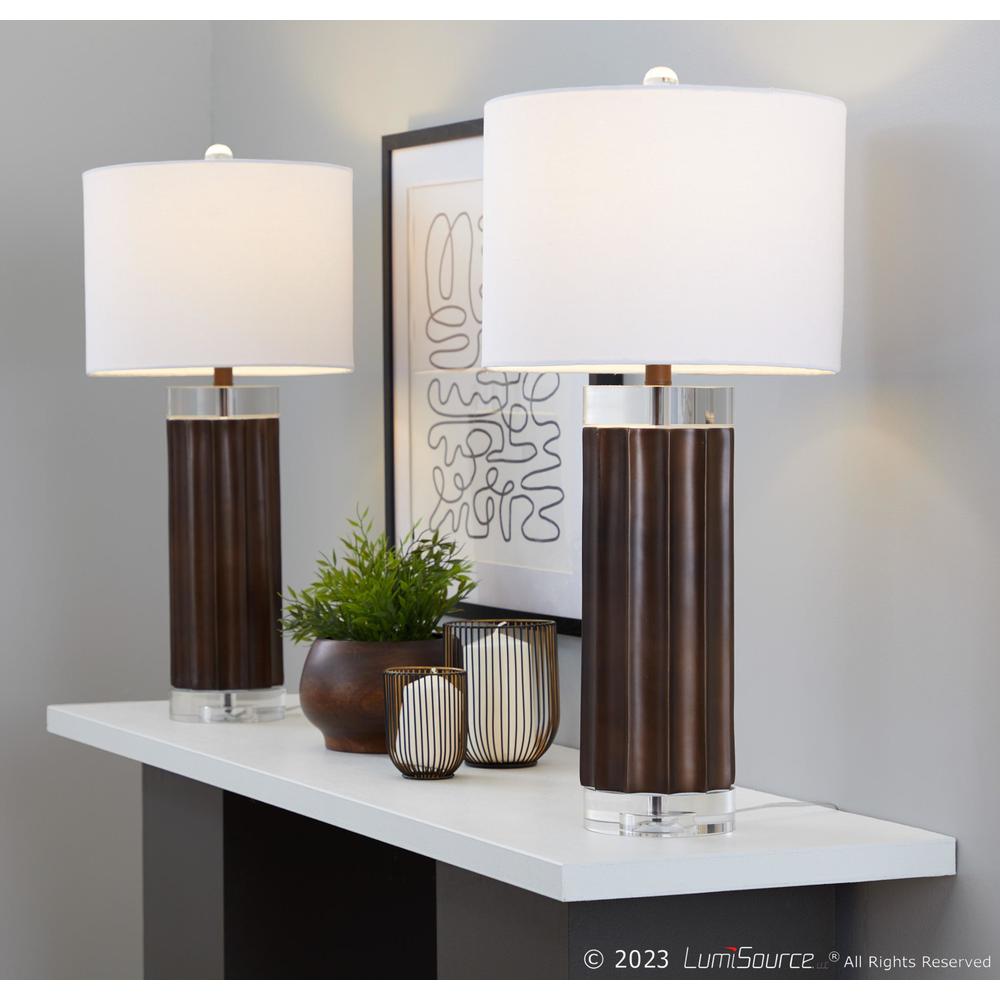 Brown Cylinder Fluted 29.25" Polyresin Table Lamp - Set of 2. Picture 6
