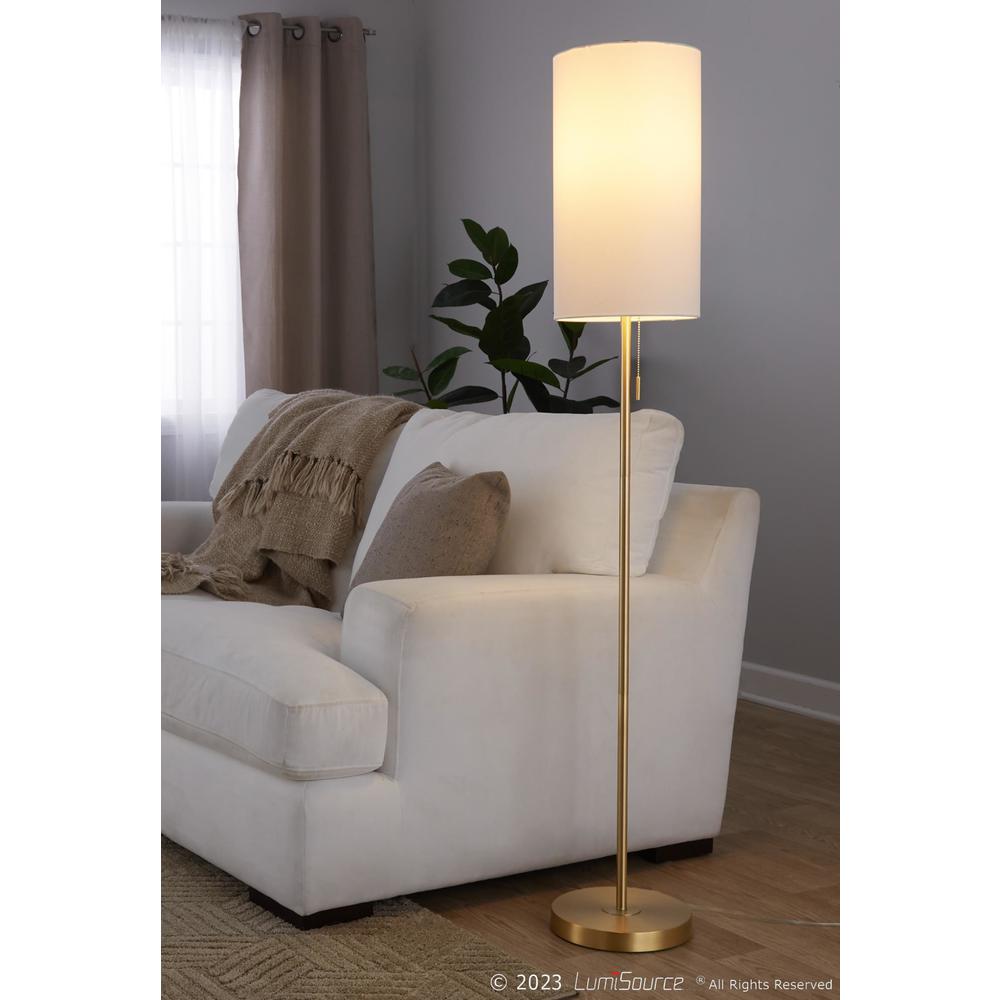 Gold Metal, White Linen Bounty 62" Metal Floor Lamp. Picture 6