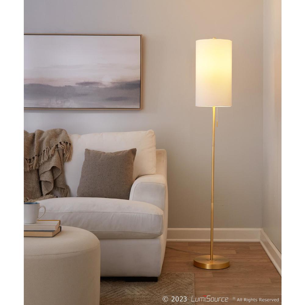 Gold Metal, White Linen Bounty 62" Metal Floor Lamp. Picture 7