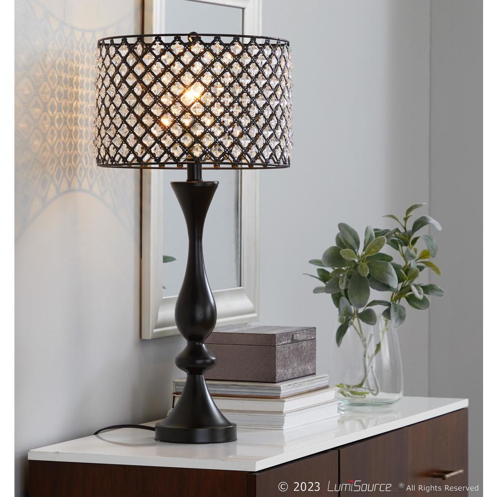 Oil Rubbed Bronze, Clear Crystal Topaz 27" Metal Table Lamp. Picture 8