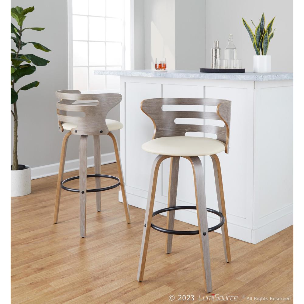 Grey Cosini 30" Fixed-Height Barstool - Set of 2. Picture 10
