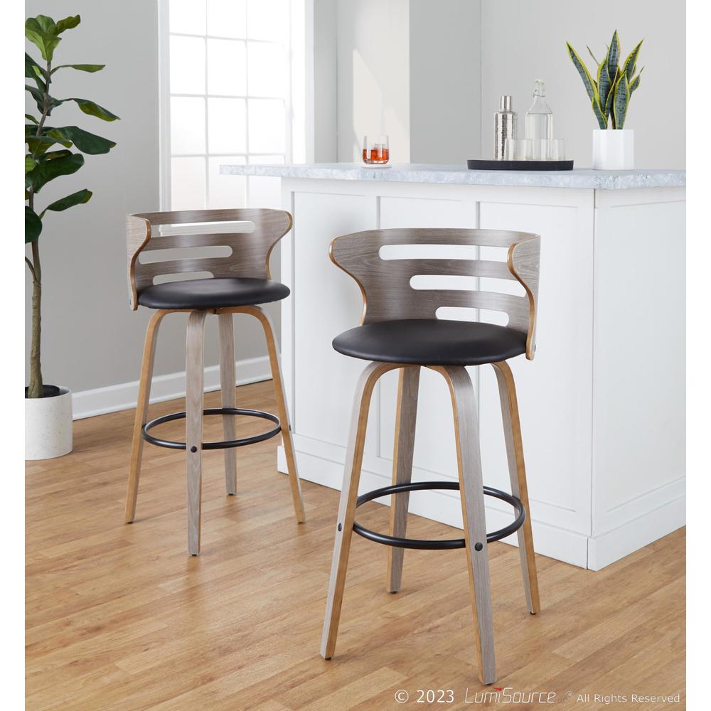 Grey Cosini 30" Fixed-Height Barstool - Set of 2. Picture 7