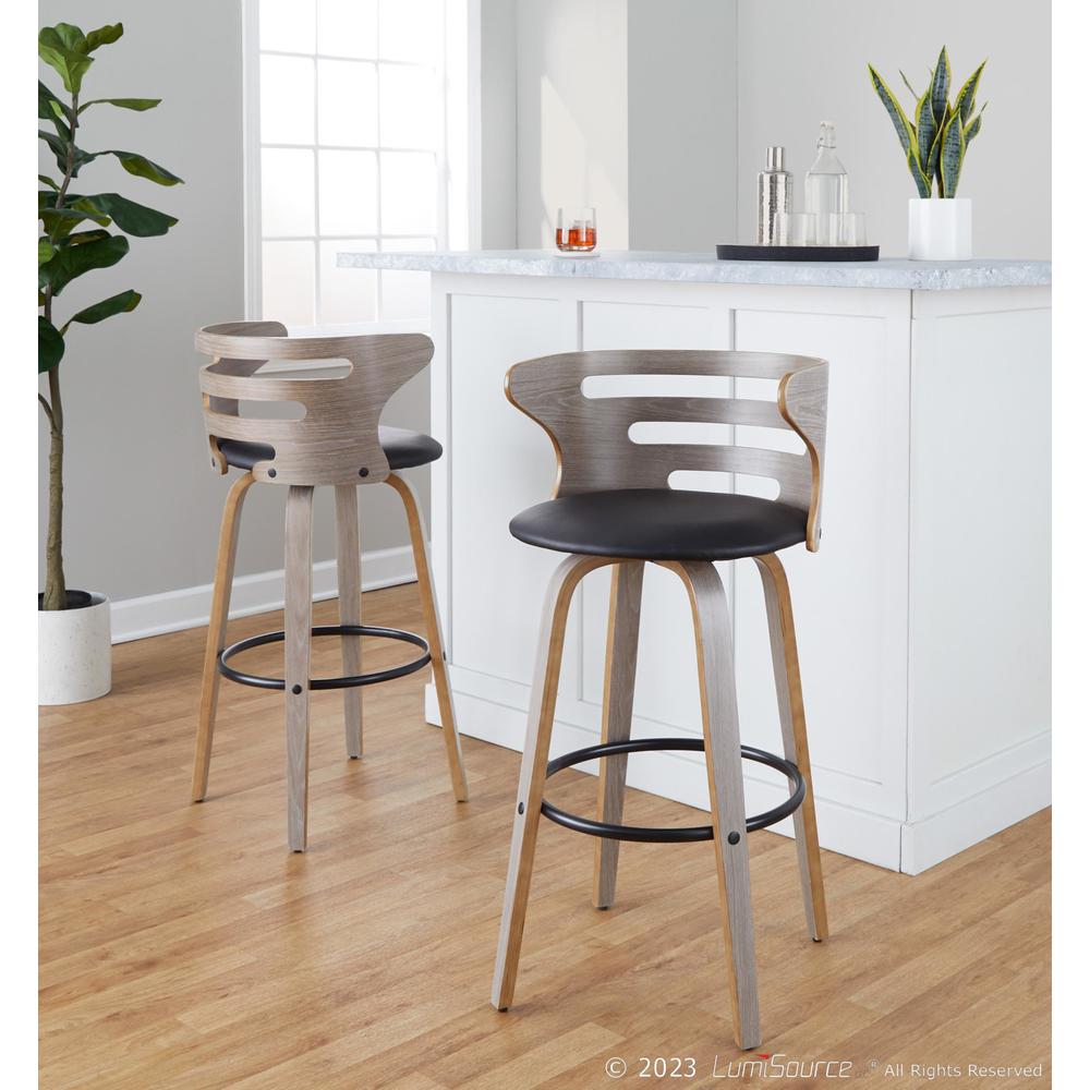 Grey Cosini 30" Fixed-Height Barstool - Set of 2. Picture 8