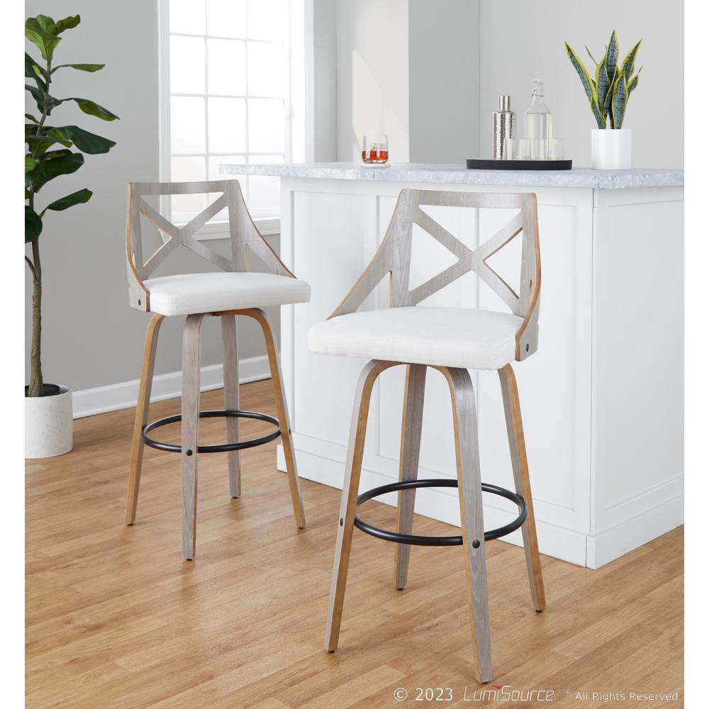 Grey Charlotte 30" Fixed-Height Barstool - Set of 2. Picture 8