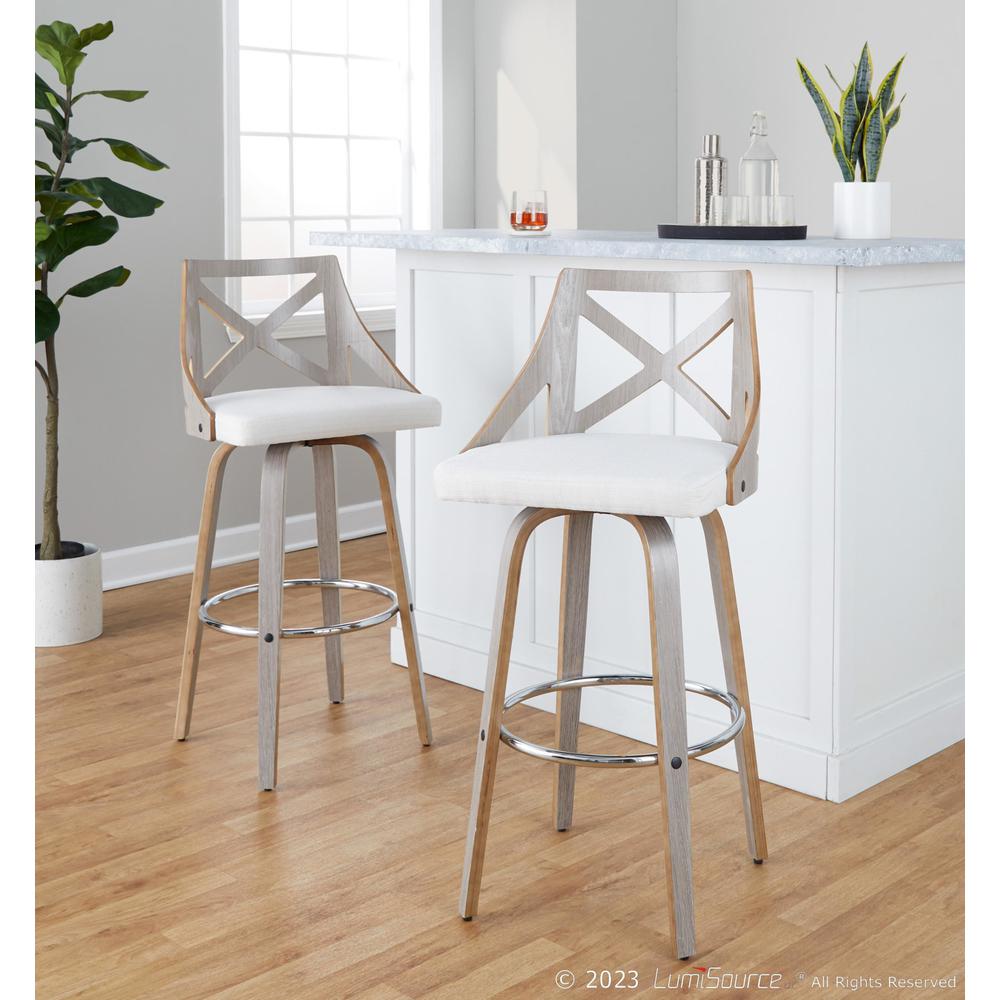 Grey Charlotte 30" Fixed-Height Barstool - Set of 2. Picture 7