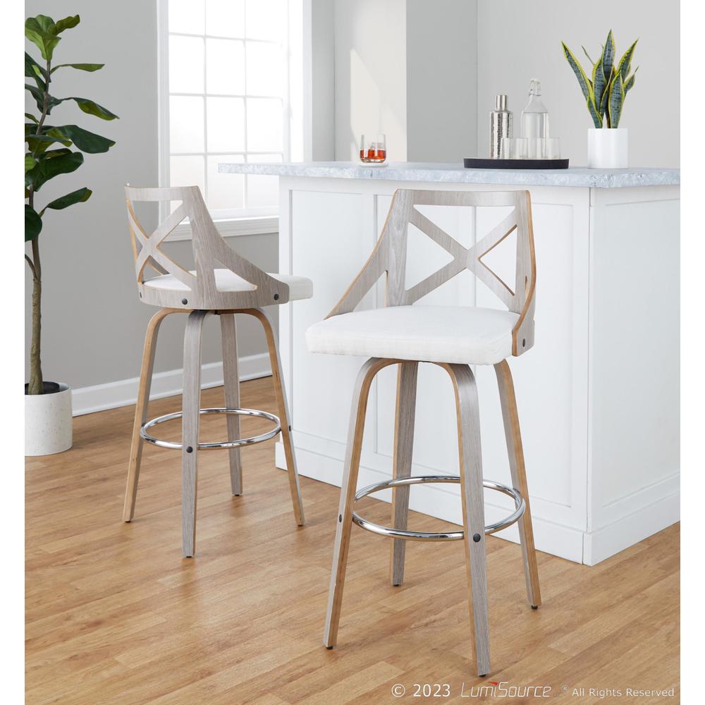 Grey Charlotte 30" Fixed-Height Barstool - Set of 2. Picture 8
