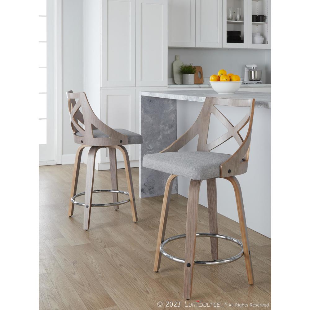 Grey Charlotte 24" Fixed-Height Counter Stool - Set of 2. Picture 8