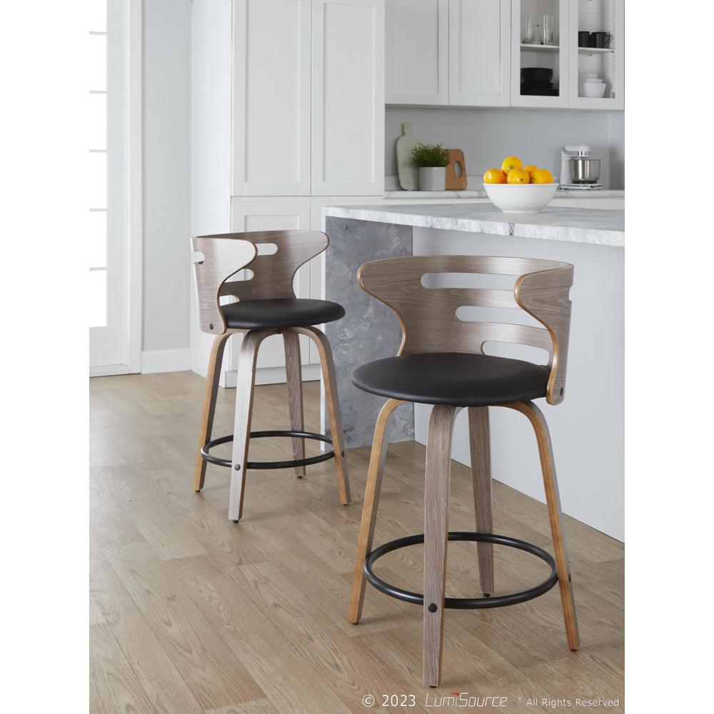 Grey Cosini 24" Fixed-Height Counter Stool - Set of 2. Picture 7
