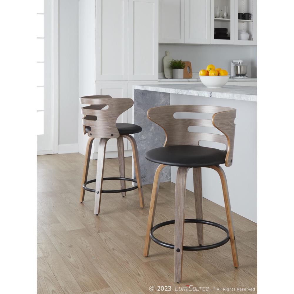 Grey Cosini 24" Fixed-Height Counter Stool - Set of 2. Picture 8