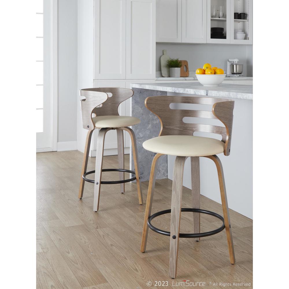 Grey Cosini 26" Fixed-Height Counter Stool - Set of 2. Picture 7