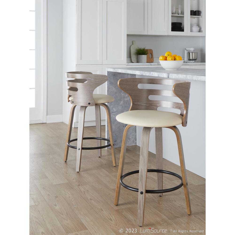 Grey Cosini 26" Fixed-Height Counter Stool - Set of 2. Picture 8