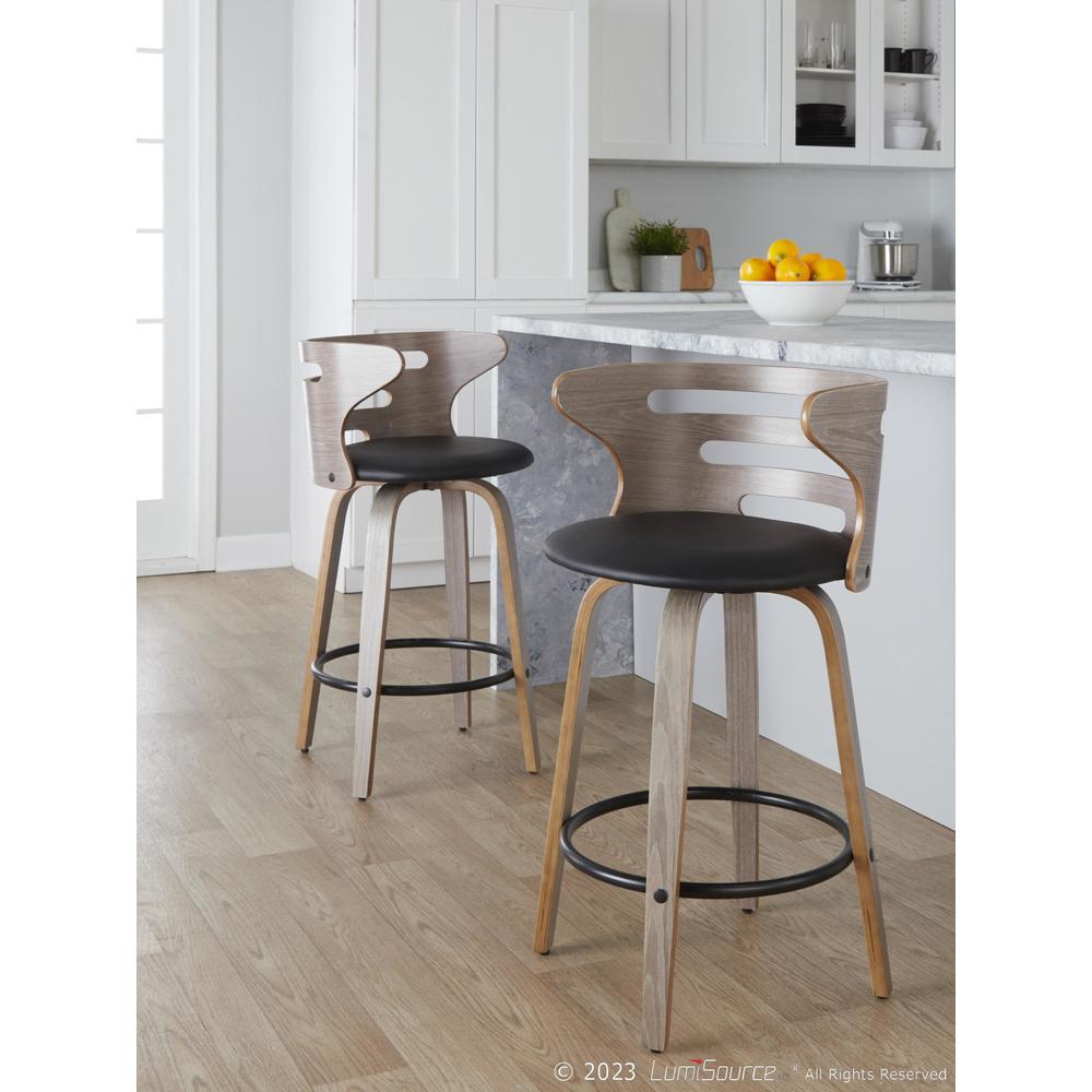 Grey Cosini 26" Fixed-Height Counter Stool - Set of 2. Picture 7