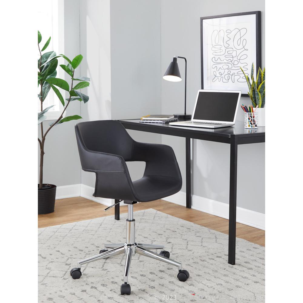 Chrome Metal, Black PU Margarite Task Chair. Picture 6