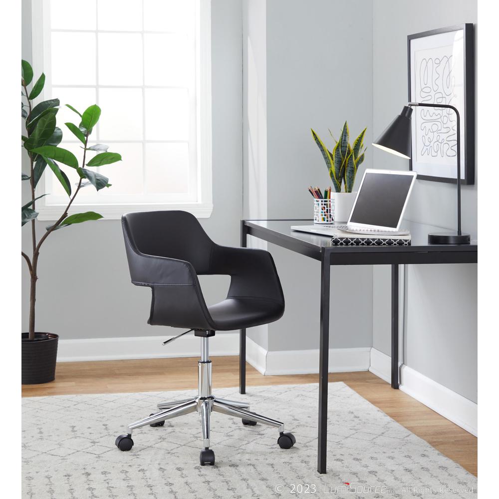 Chrome Metal, Black PU Margarite Task Chair. Picture 7