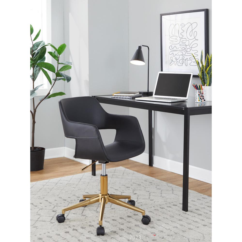 Gold Metal, Black PU Margarite Task Chair. Picture 7