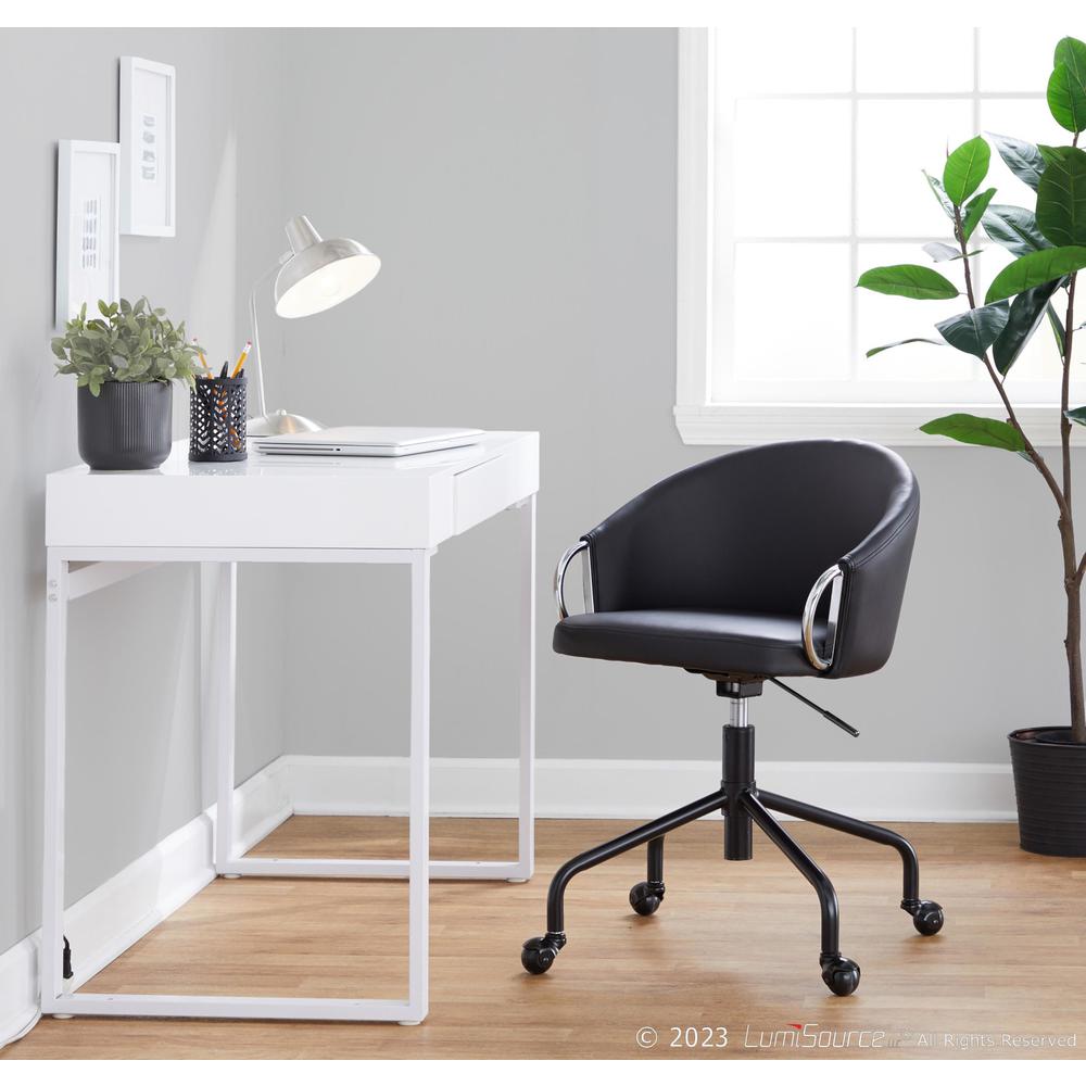 Black Metal, Silver Metal, Black PU Claire Task Chair. Picture 6