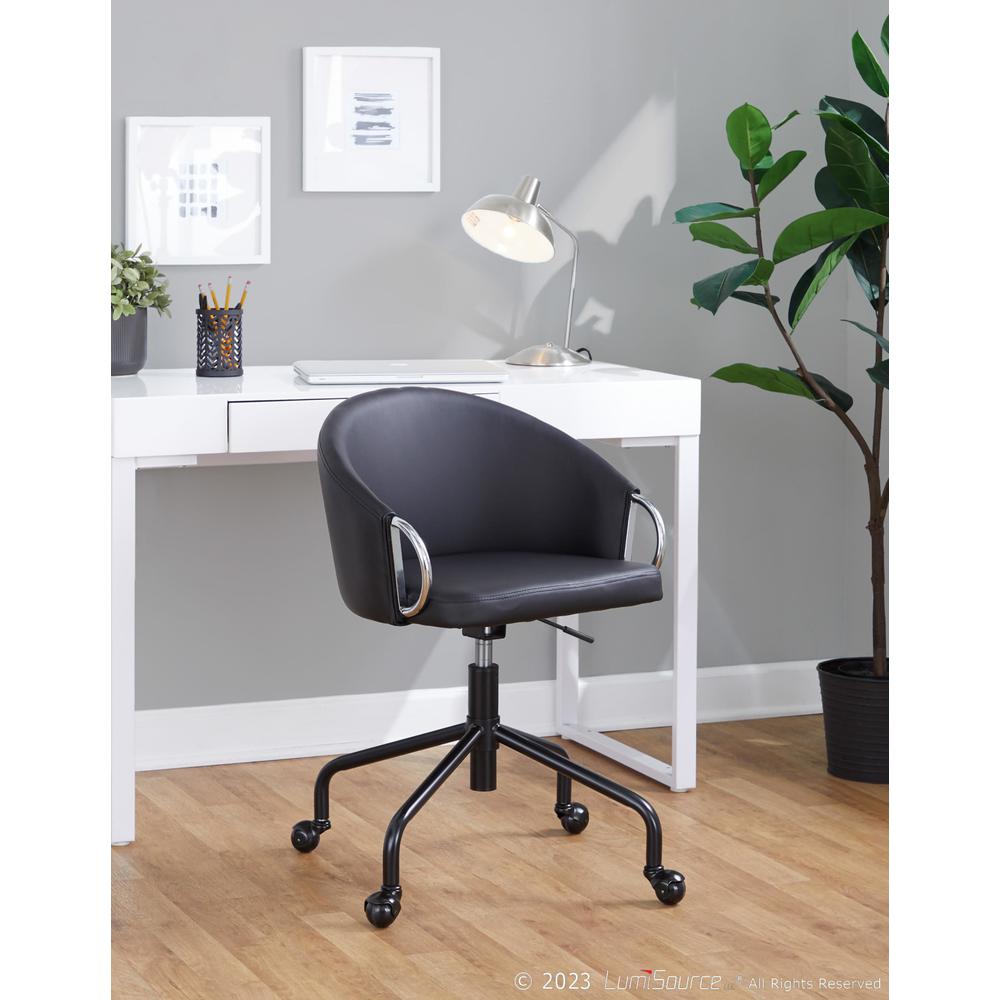 Black Metal, Silver Metal, Black PU Claire Task Chair. Picture 7