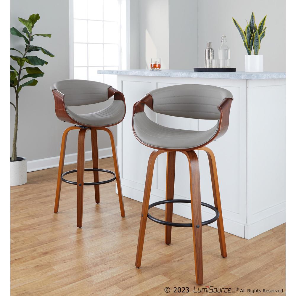 Brown Symphony 30" Fixed-Height Barstool - Set of 2. Picture 8