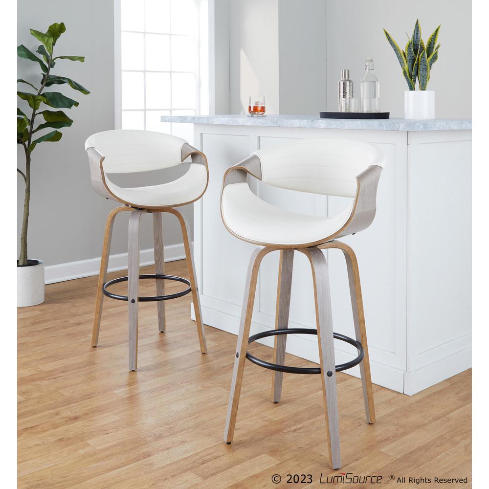 Grey Symphony 30" Fixed-Height Barstool - Set of 2. Picture 8