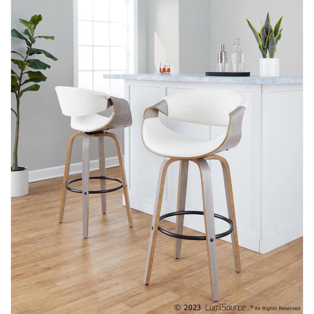 Grey Symphony 30" Fixed-Height Barstool - Set of 2. Picture 9