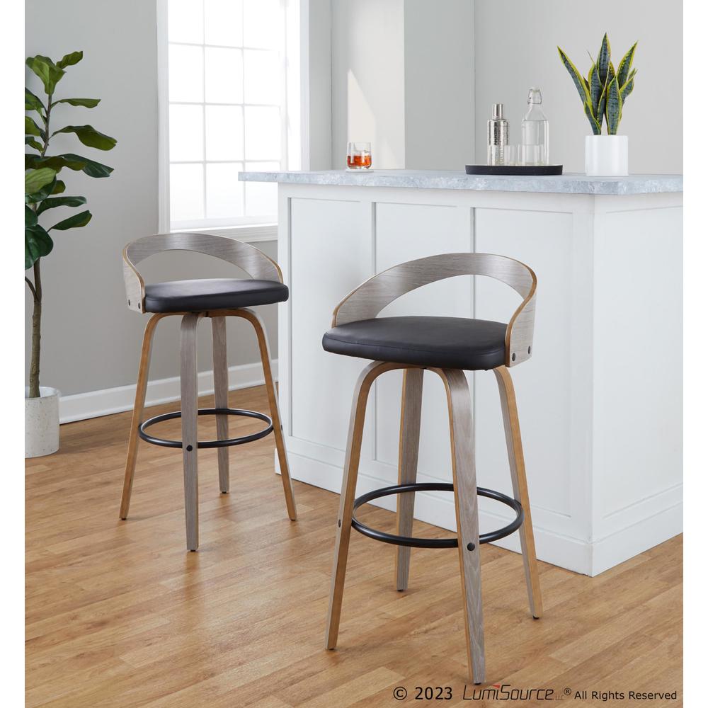 Grey Grotto 30" Fixed-Height Barstool - Set of 2. Picture 8