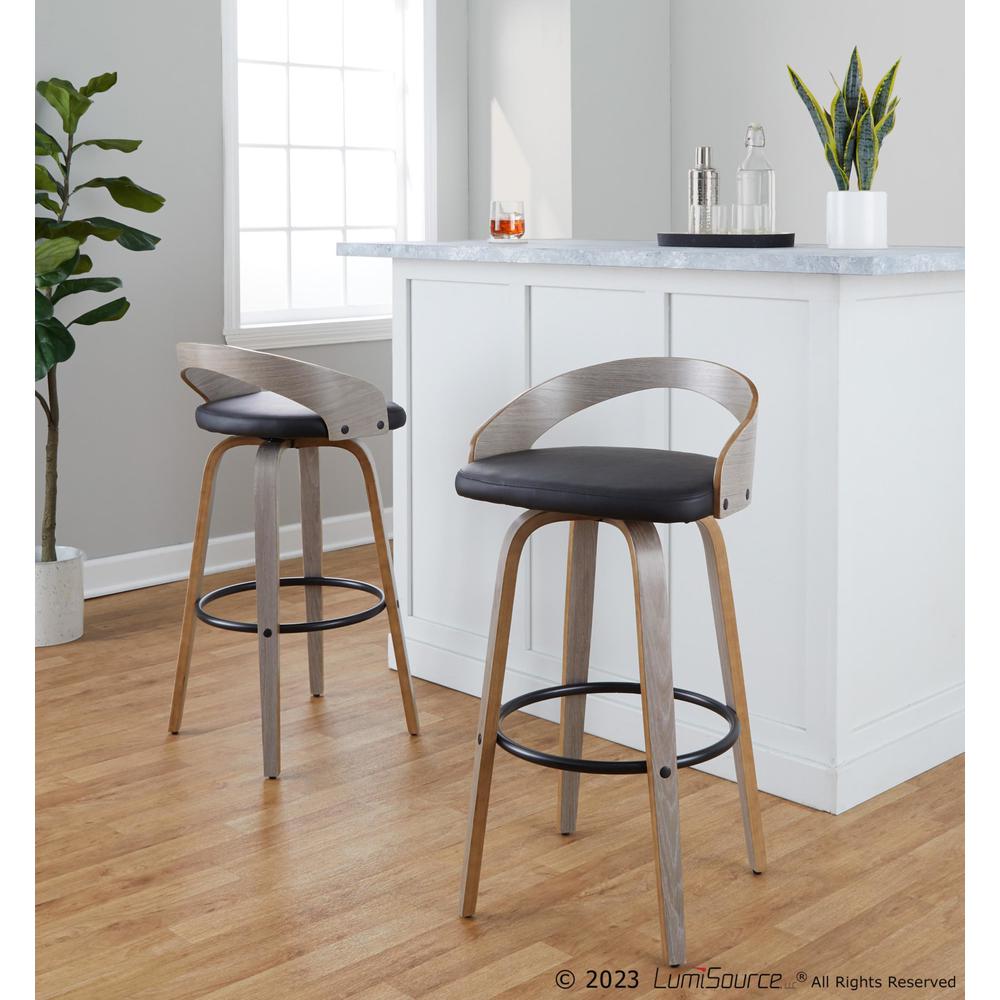 Grey Grotto 30" Fixed-Height Barstool - Set of 2. Picture 9