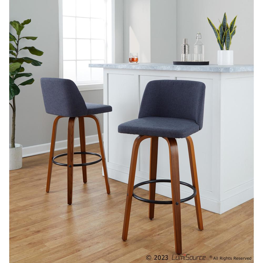 Black Toriano 30" Fixed-Height Barstool - Set of 2. Picture 7