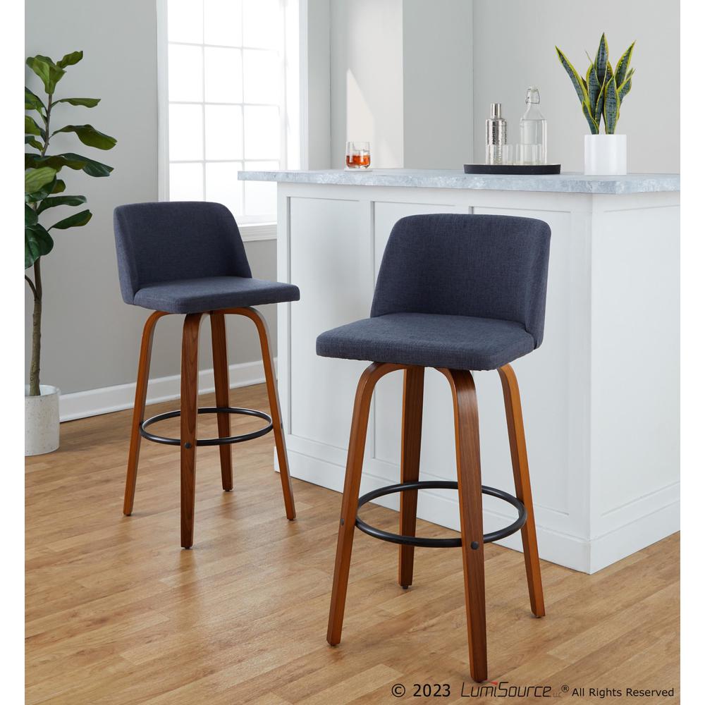 Black Toriano 30" Fixed-Height Barstool - Set of 2. Picture 8