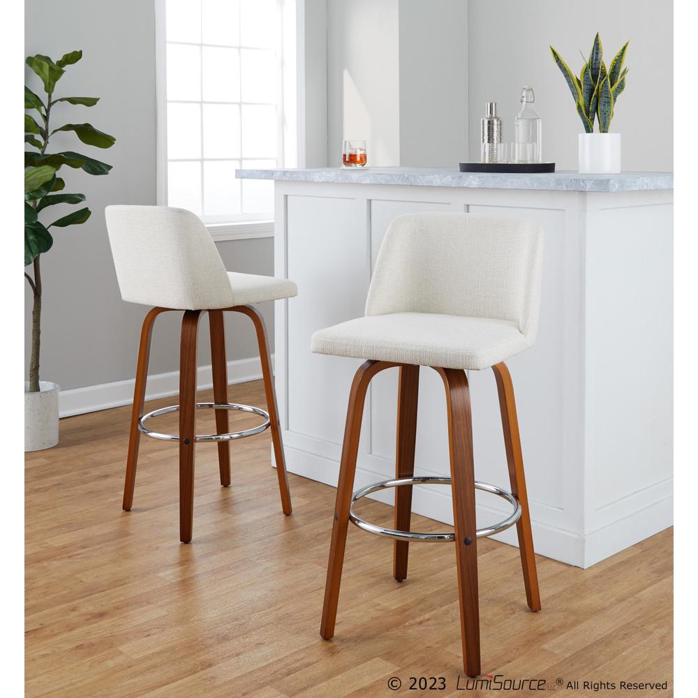 Brown Toriano 30" Fixed-Height Barstool - Set of 2. Picture 7