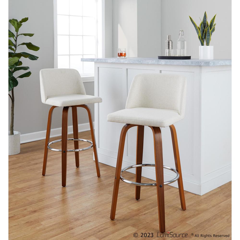 Brown Toriano 30" Fixed-Height Barstool - Set of 2. Picture 8