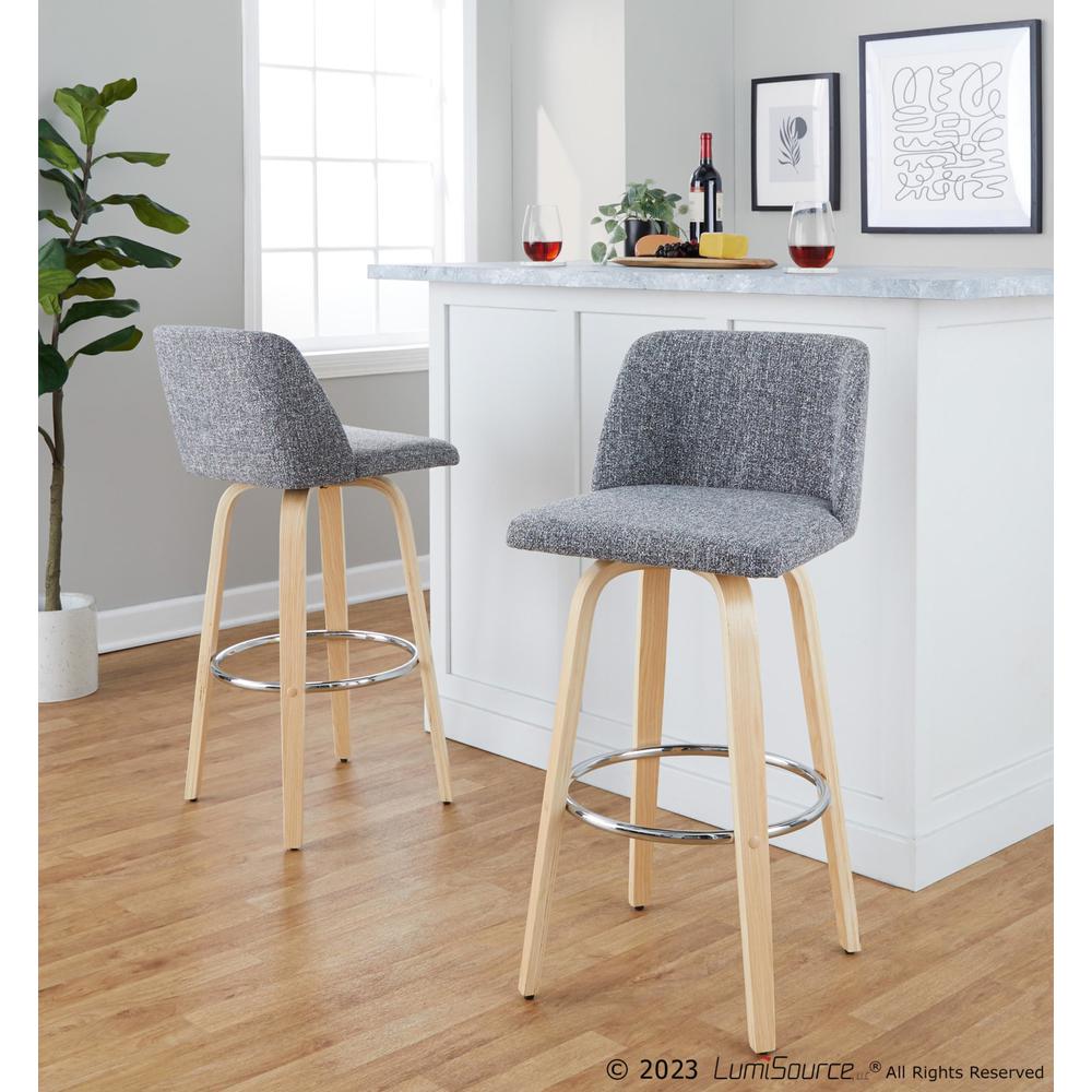 Brown Toriano 30" Fixed-Height Barstool - Set of 2. Picture 7