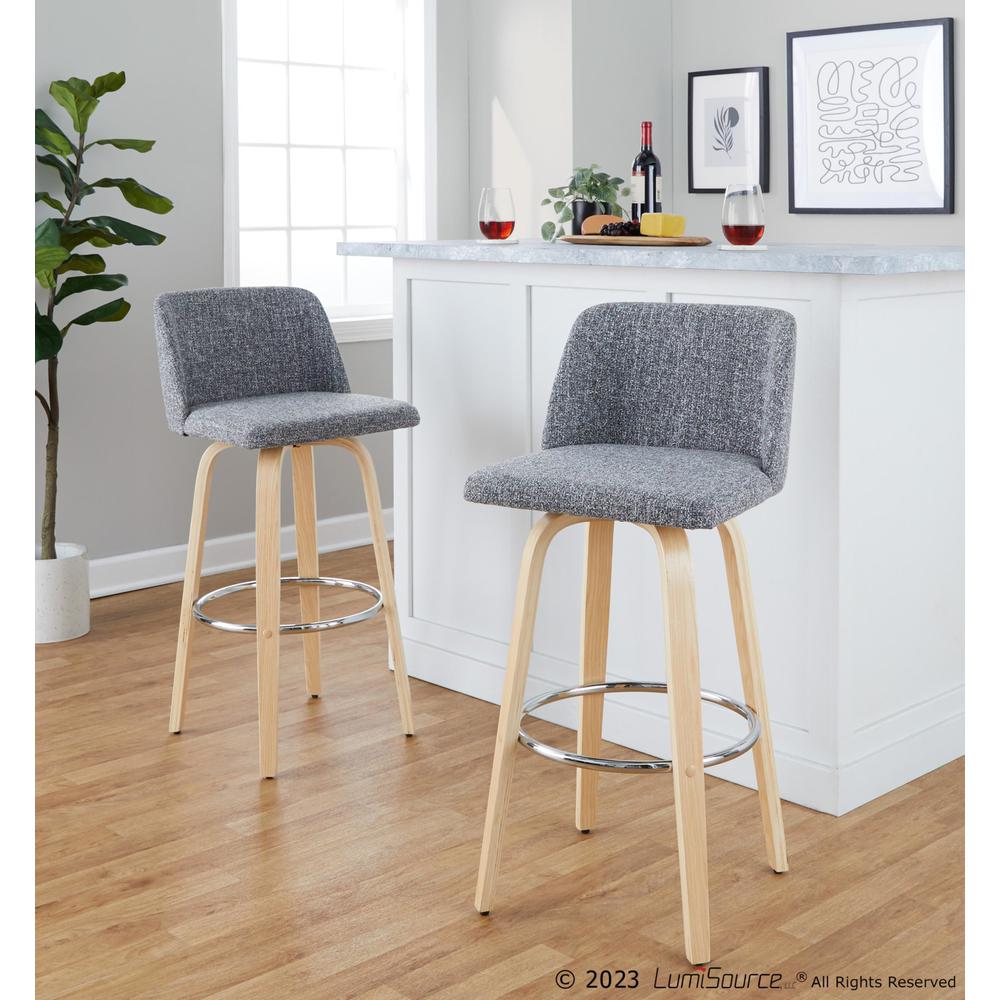 Brown Toriano 30" Fixed-Height Barstool - Set of 2. Picture 8