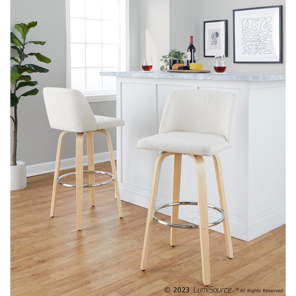 Brown Toriano 30" Fixed-Height Barstool - Set of 2. Picture 7