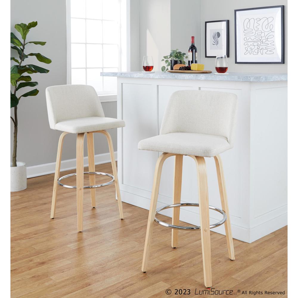 Brown Toriano 30" Fixed-Height Barstool - Set of 2. Picture 8