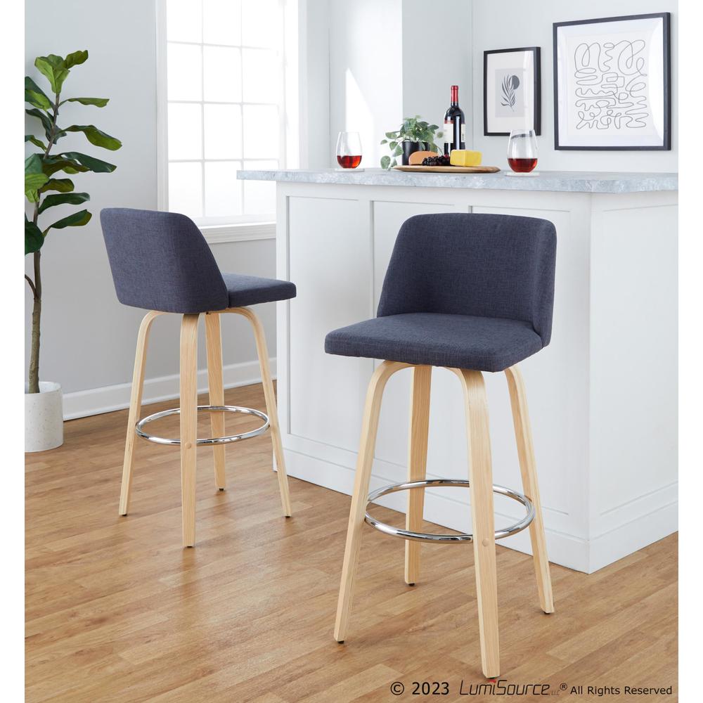 Brown Toriano 30" Fixed-Height Barstool - Set of 2. Picture 2