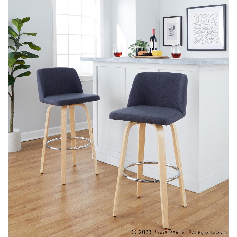 Brown Toriano 30" Fixed-Height Barstool - Set of 2. Picture 3