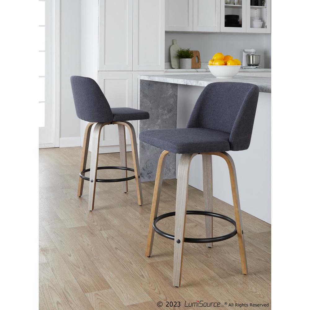 Grey Toriano 26" Fixed-Height Counter Stool - Set of 2. Picture 7