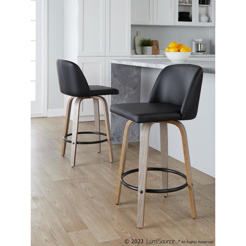 Grey Toriano 26" Fixed-Height Counter Stool - Set of 2. Picture 7