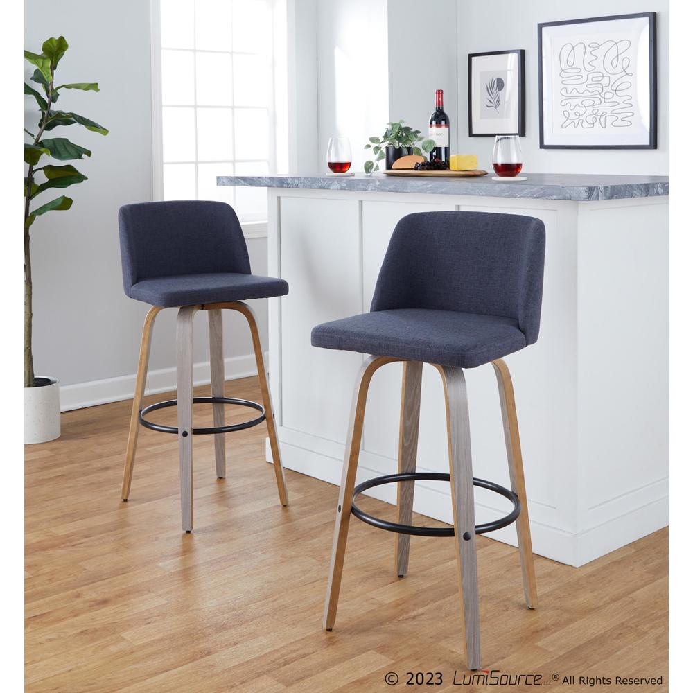 Black Toriano 30" Fixed-Height Barstool - Set of 2. Picture 7