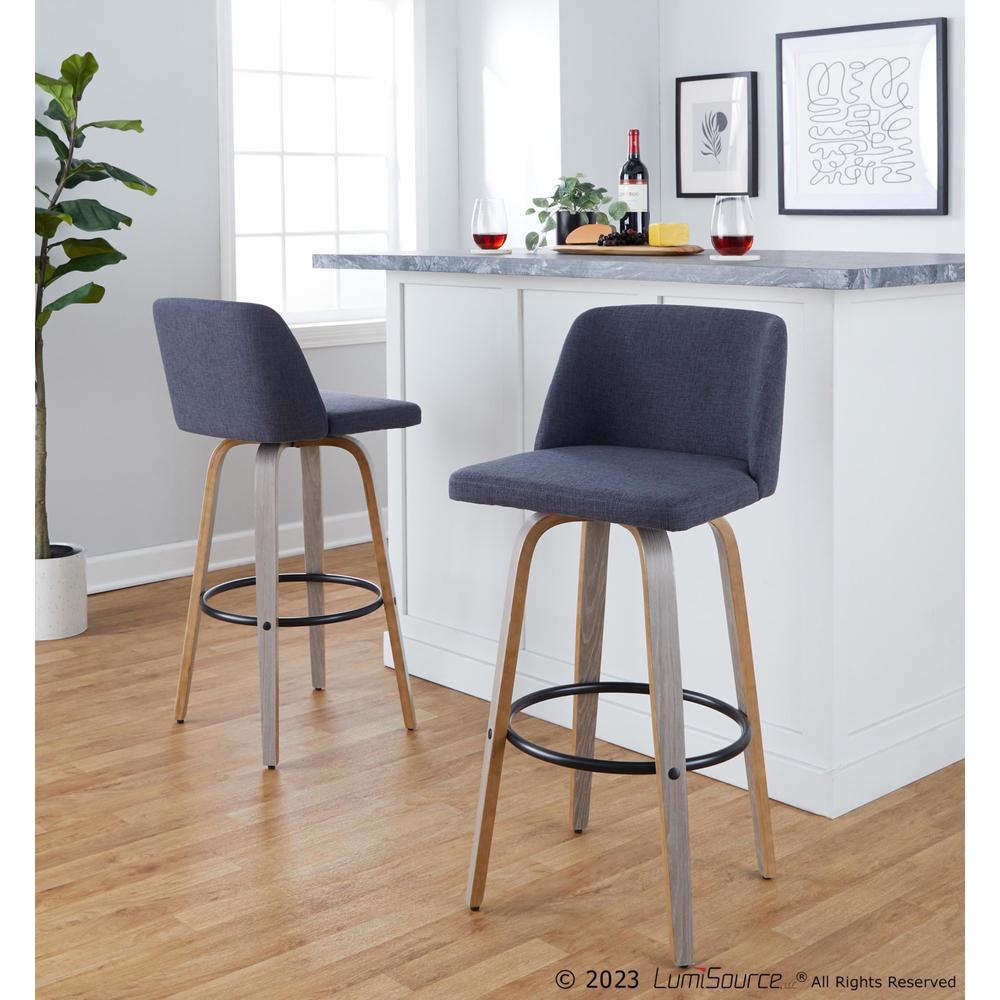 Black Toriano 30" Fixed-Height Barstool - Set of 2. Picture 8