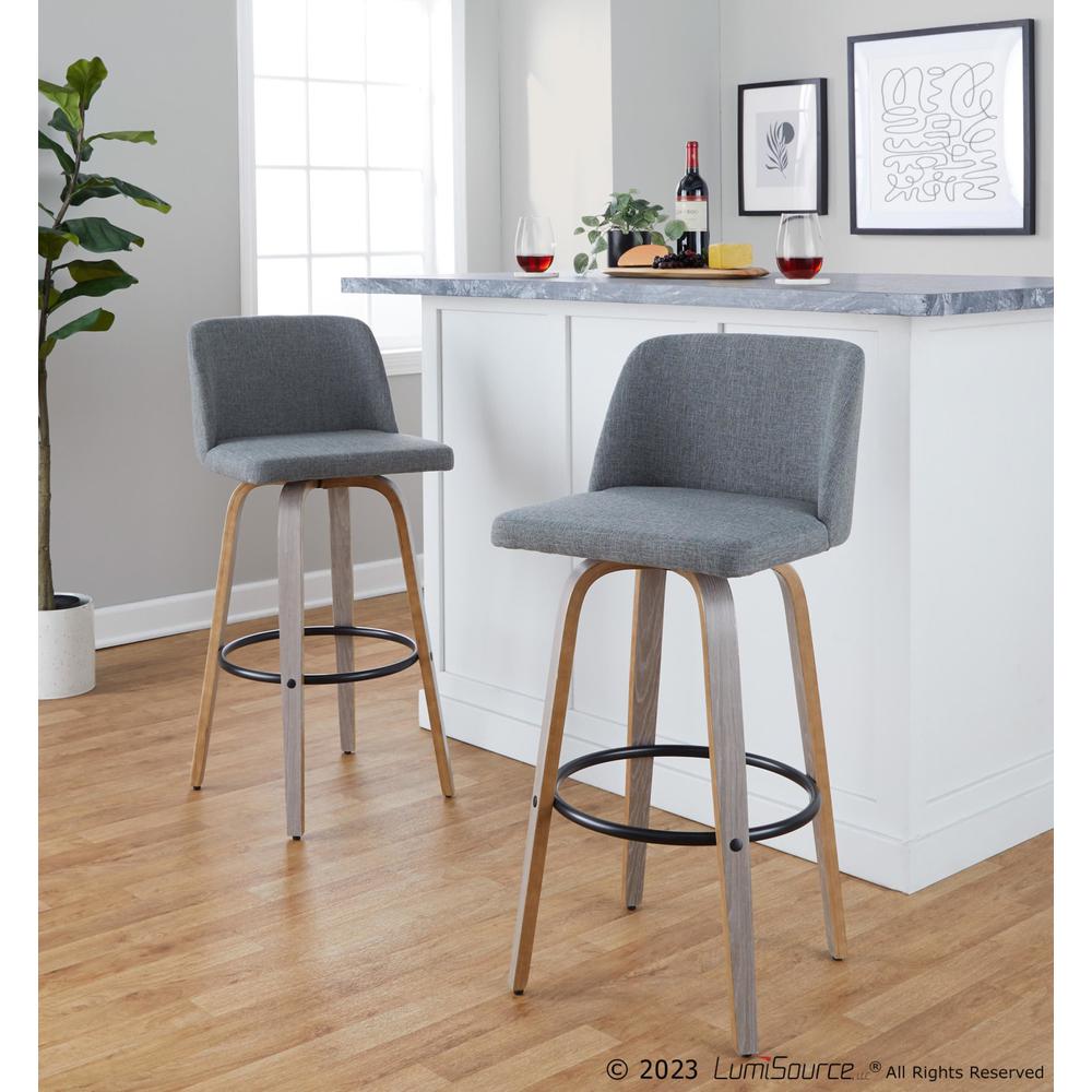 Black Toriano 30" Fixed-Height Barstool - Set of 2. Picture 7