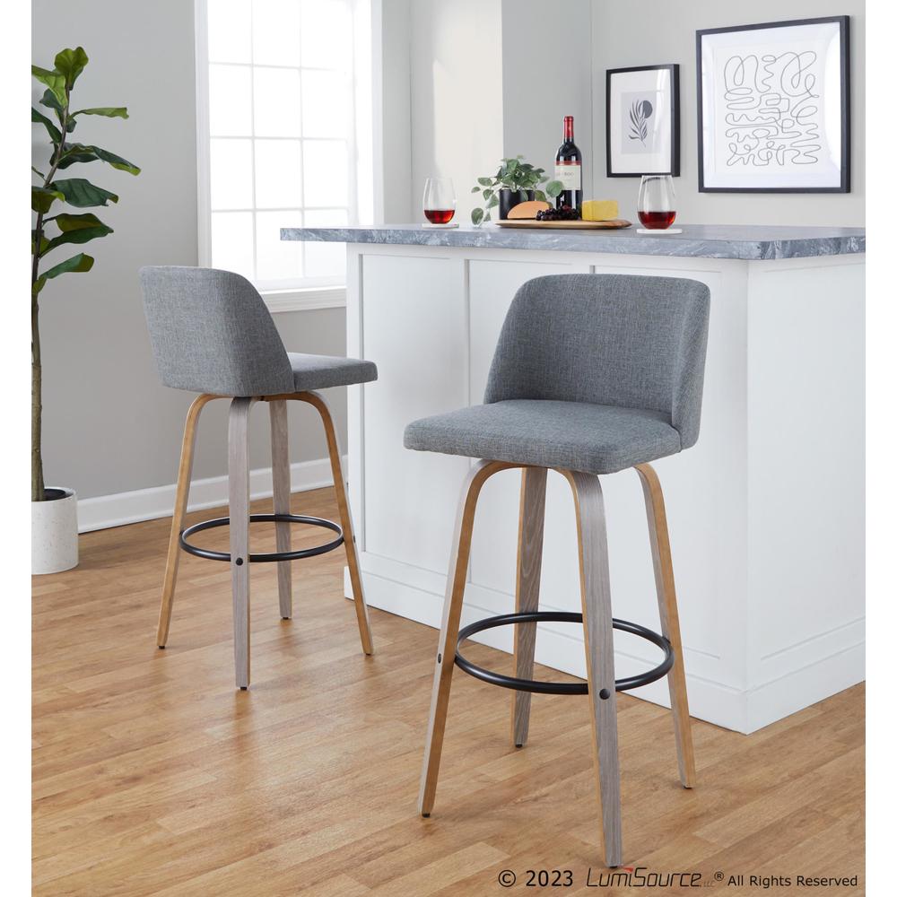 Black Toriano 30" Fixed-Height Barstool - Set of 2. Picture 8