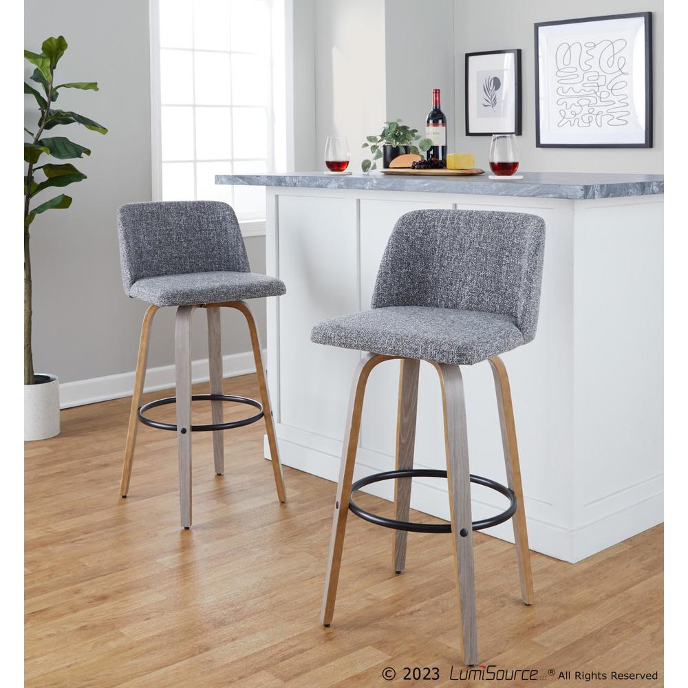 Black Toriano 30" Fixed-Height Barstool - Set of 2. Picture 7