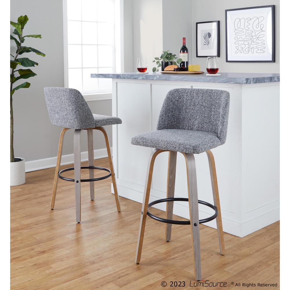 Black Toriano 30" Fixed-Height Barstool - Set of 2. Picture 8