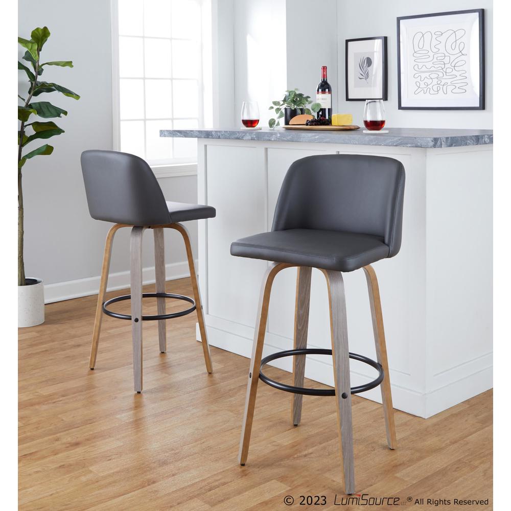 Black Toriano 30" Fixed-Height Barstool - Set of 2. Picture 7