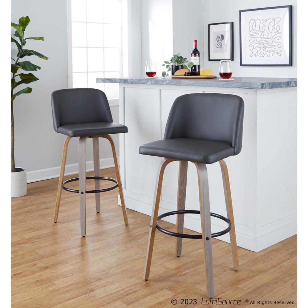 Black Toriano 30" Fixed-Height Barstool - Set of 2. Picture 8
