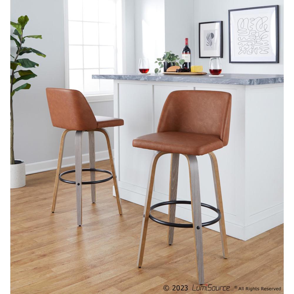 Black Toriano 30" Fixed-Height Barstool - Set of 2. Picture 7
