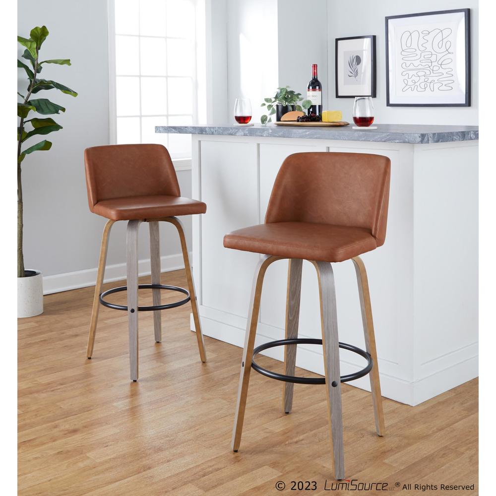 Black Toriano 30" Fixed-Height Barstool - Set of 2. Picture 8